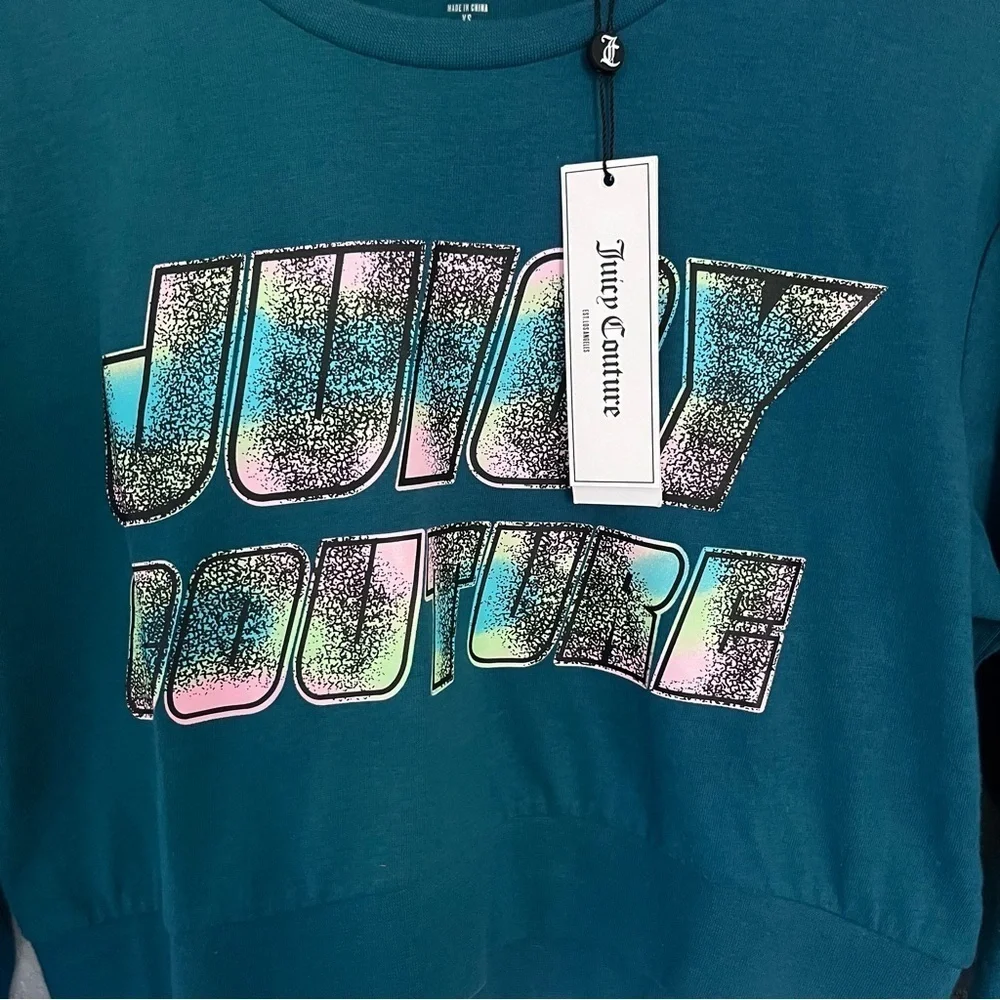 Juicy Couture Saphire Wave Long Sleeve Crop Top Women’s Size XS